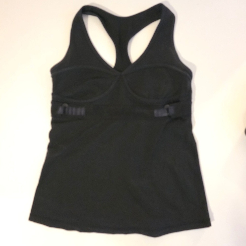 Lululemon sz 8 All Out Black Racerback Tank Built-in Shelf Bra Yoga Gym Workout